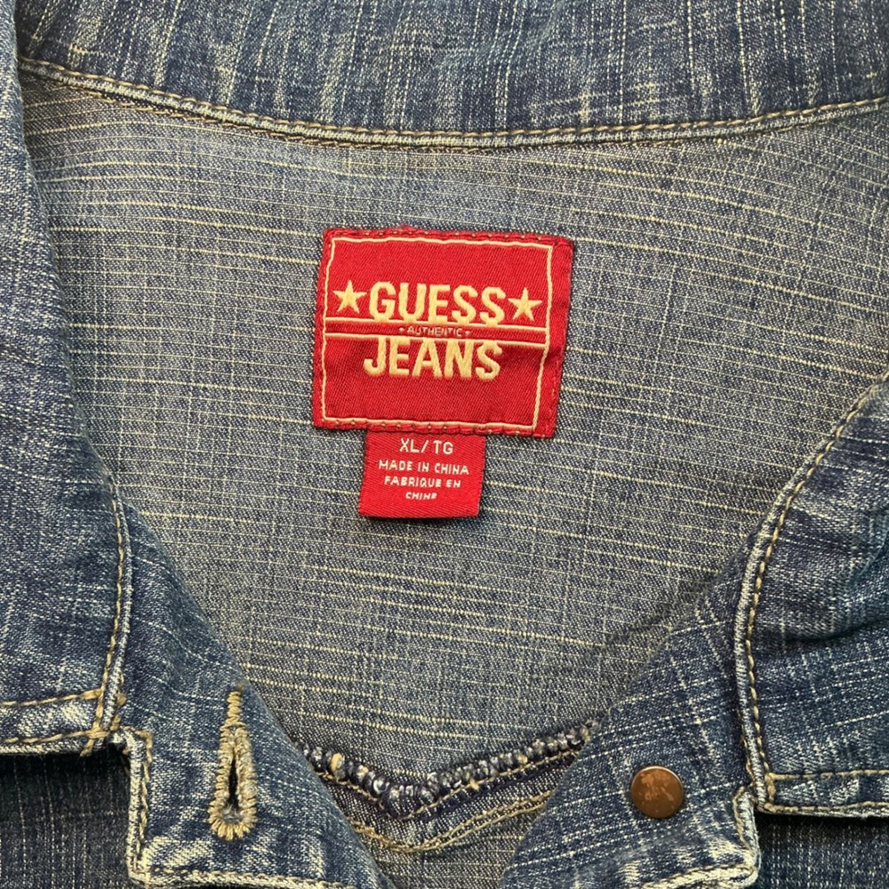 Guess Jeans Womens Blue Denim Trucker Jacket XL Stretch - Picture 3 of 16
